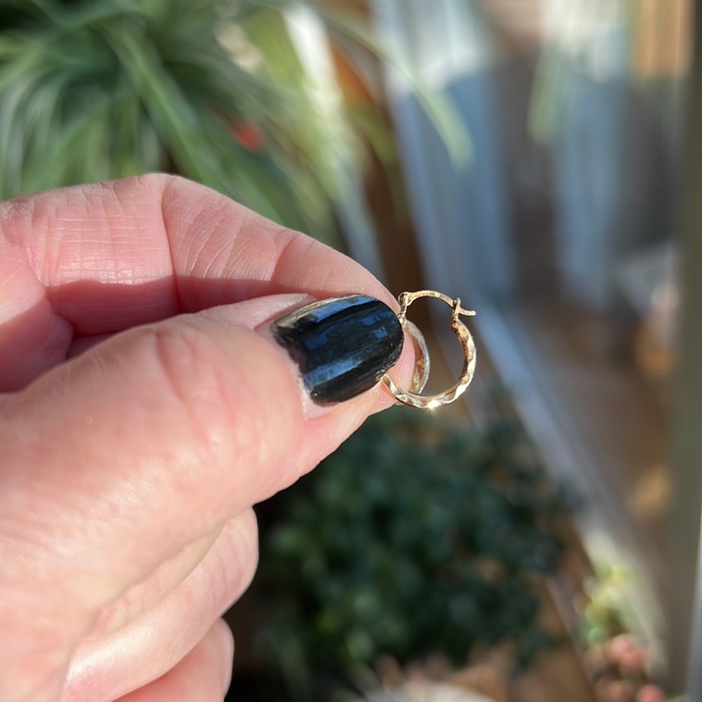 Tiny Solid Gold Hoops - image 4